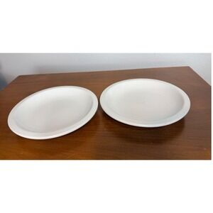 Pottery Barn Du Jour Plates White Suppertime Set of 2 Ceramic Minimalist